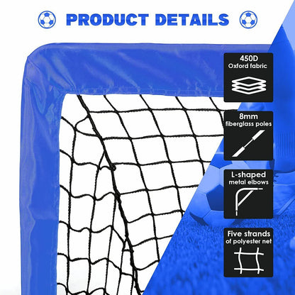 Simple Deluxe 4'x3' Portable Soccer Goal, Pop Up Folding Soccer Net Comes with 2 Oxford Cloth Bags and 8 Stakes, Great for Training for Backyard