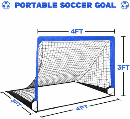 Simple Deluxe 4'x3' Portable Soccer Goal, Pop Up Folding Soccer Net Comes with 2 Oxford Cloth Bags and 8 Stakes, Great for Training for Backyard