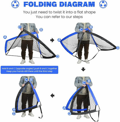 Simple Deluxe 4'x3' Portable Soccer Goal, Pop Up Folding Soccer Net Comes with 2 Oxford Cloth Bags and 8 Stakes, Great for Training for Backyard