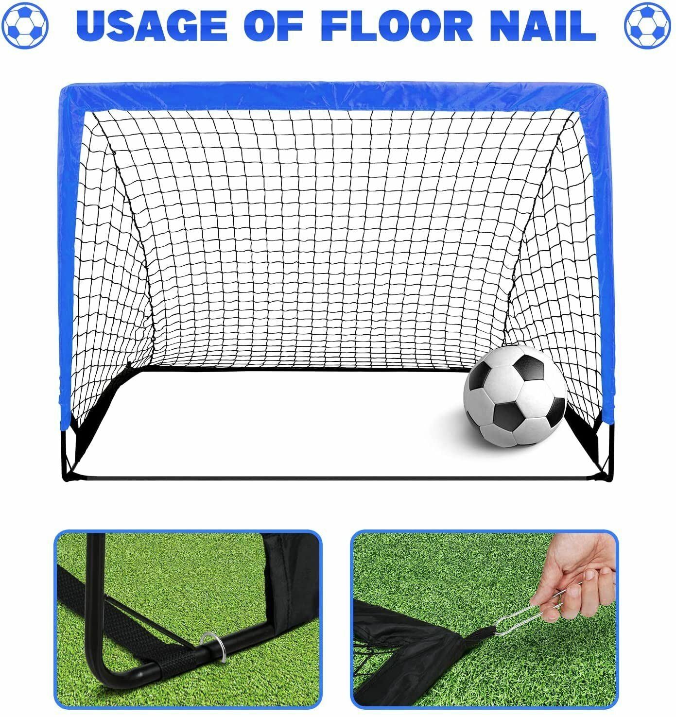 Simple Deluxe 4'x3' Portable Soccer Goal, Pop Up Folding Soccer Net Comes with 2 Oxford Cloth Bags and 8 Stakes, Great for Training for Backyard